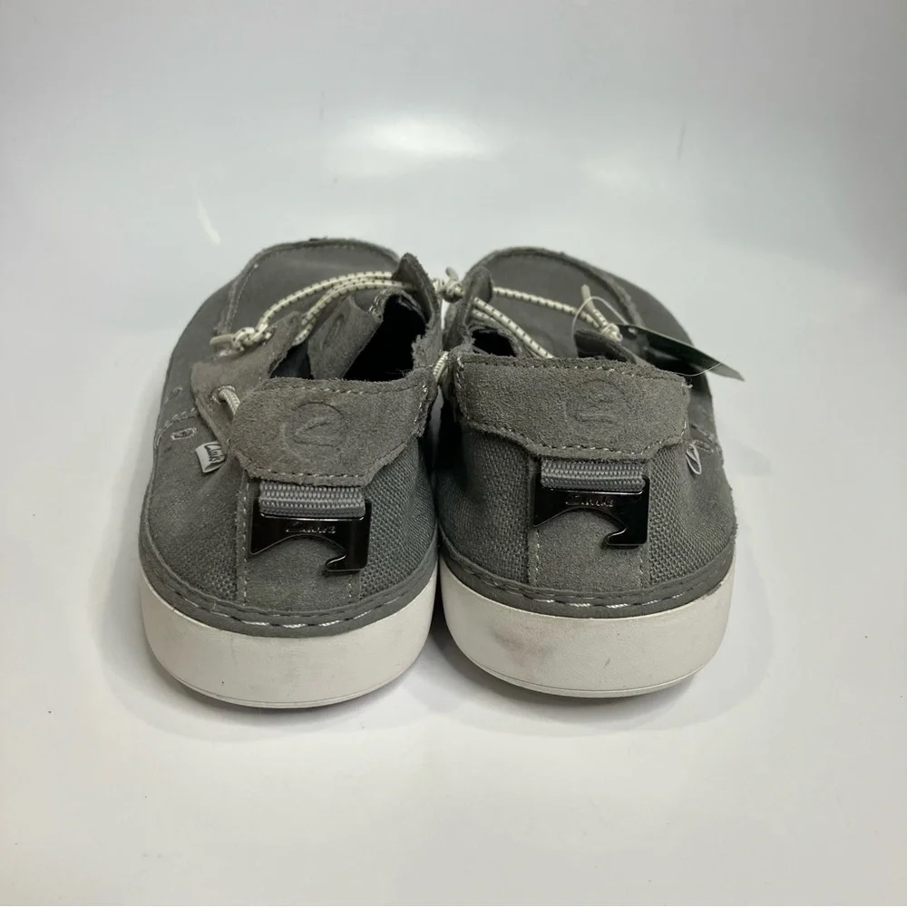 Clarks Higley Tie‎ shoes loafers casual gray canvas men’s size 7 boat shoes